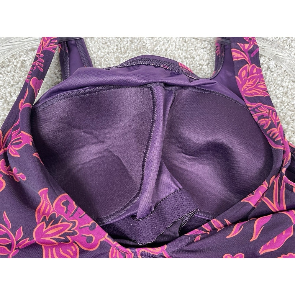 Lands' End Womens Soft Cup Tugless Swimsuit Blackberry Ornate Floral Sz 16W - Picture 6 of 8